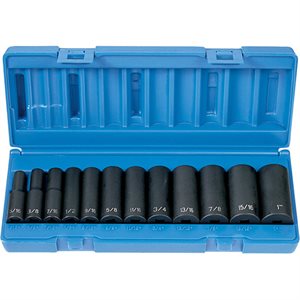 3/8" DRIVE SAE 6 POINT DEEP LENGTH IMPACT SOCKET SET