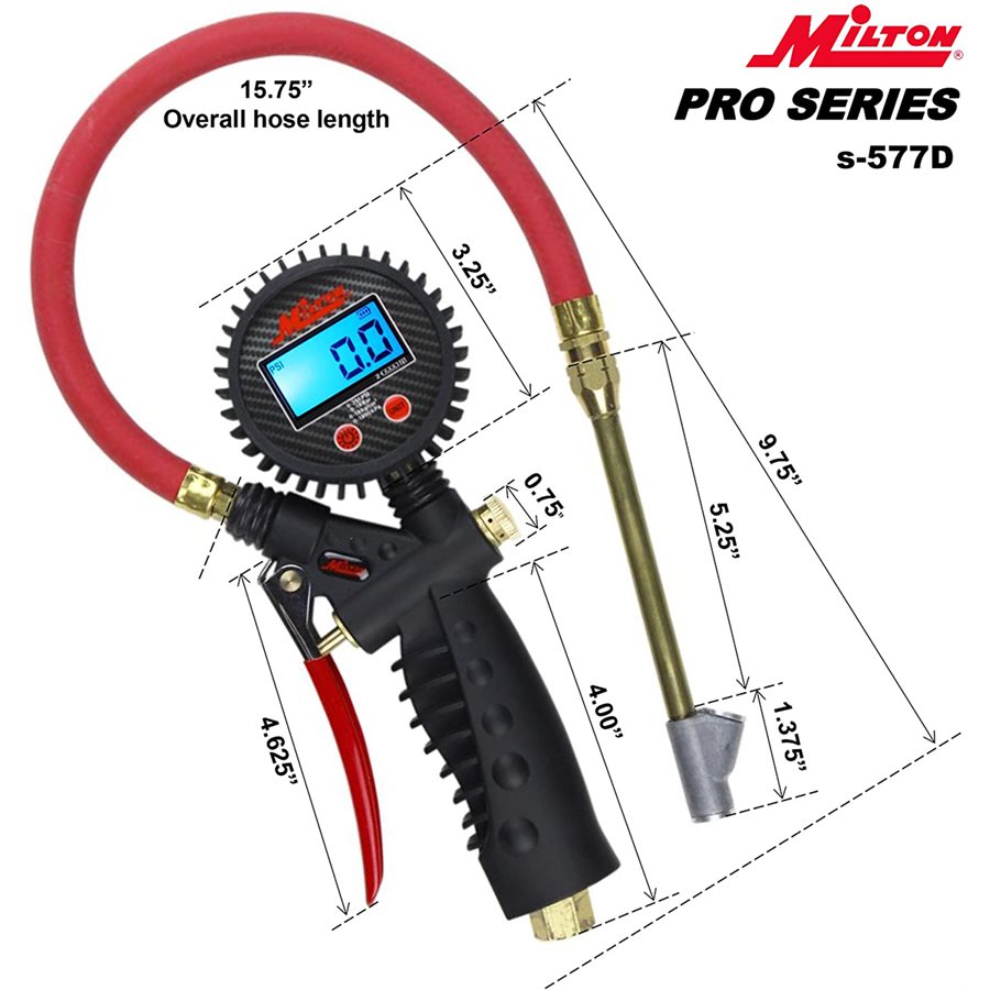 MILTON S577D PISTOL GRIP PRO DIGITAL TIRE INFLATOR / PRESSURE GAUGE